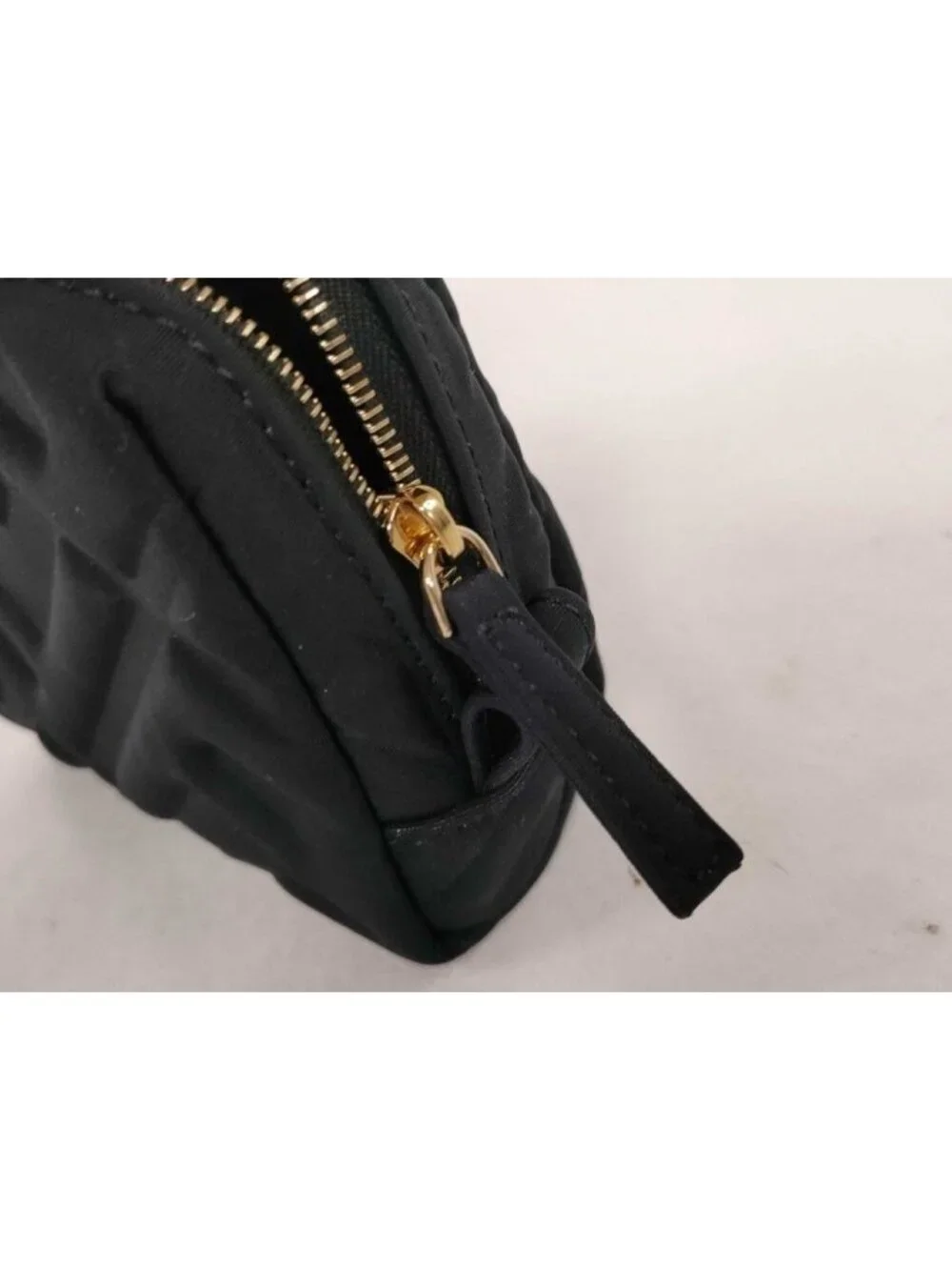 Fendi Pouch Makeuppouch Black Canvas FF Embossed Gold